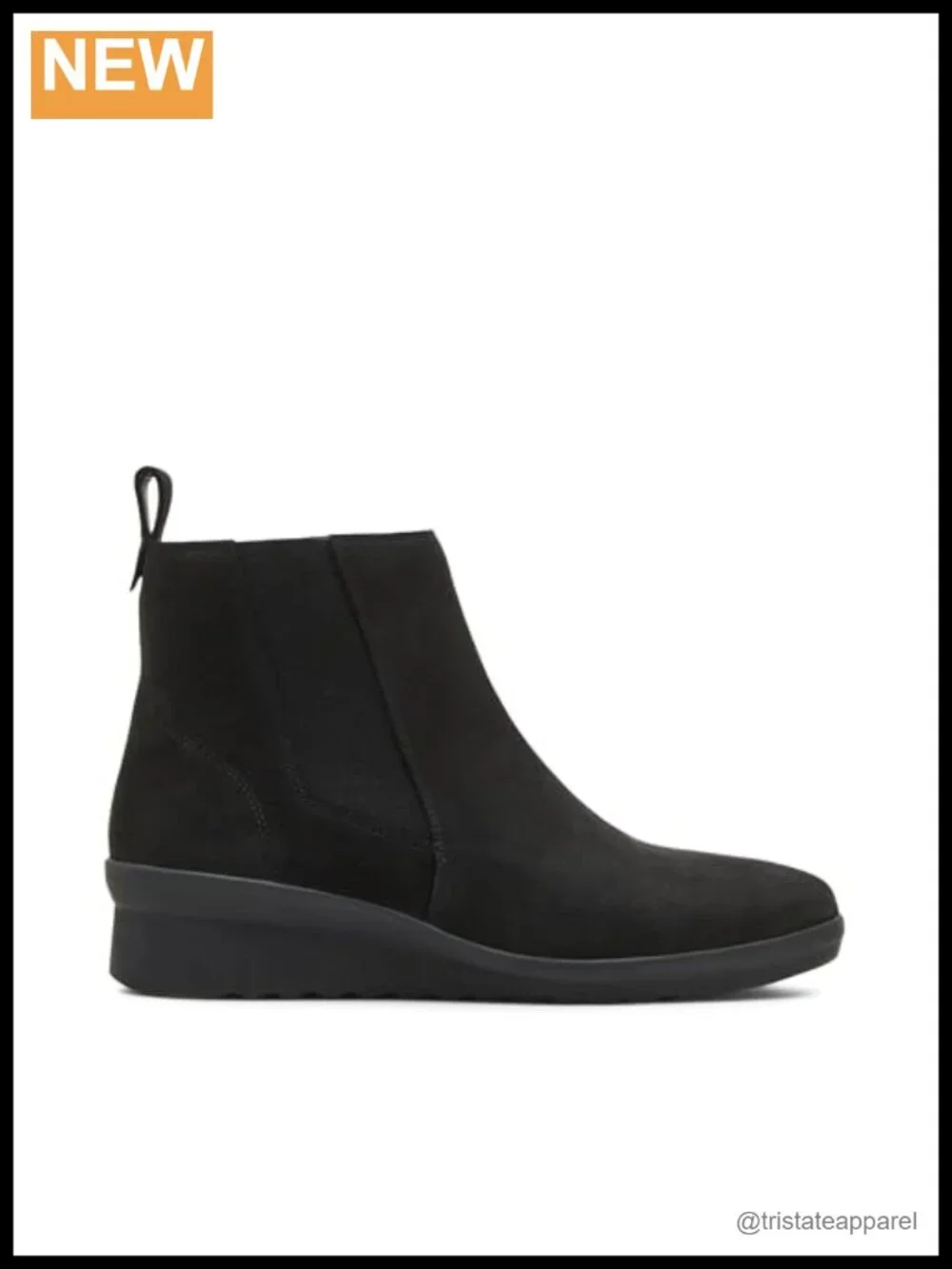 Waterproof Suede Ankle Booties, Pull-On Boots with Wedge Heel